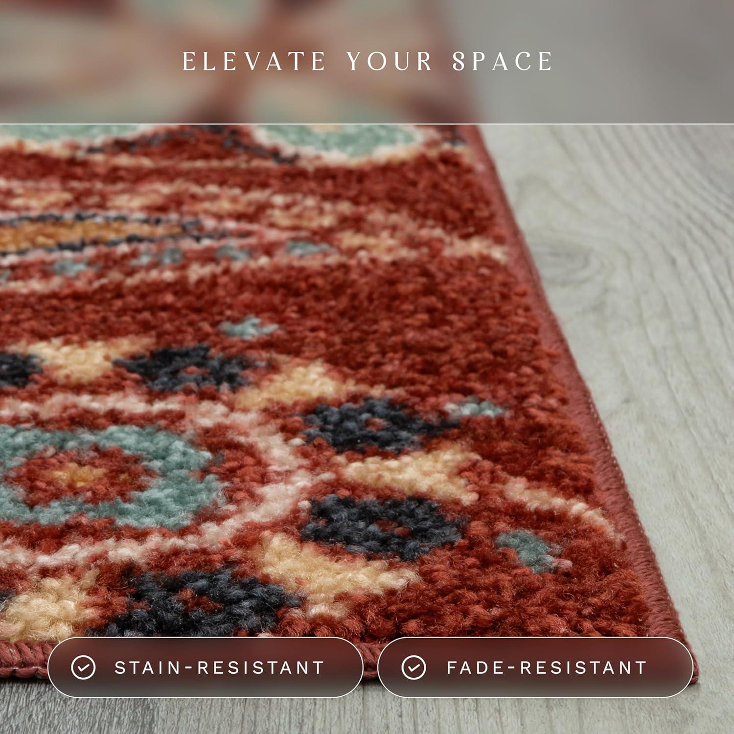 Maples Rugs Reggie Bohemian Floral Merlot Washable Entryway Area Rug, 1'8 x 2'10
