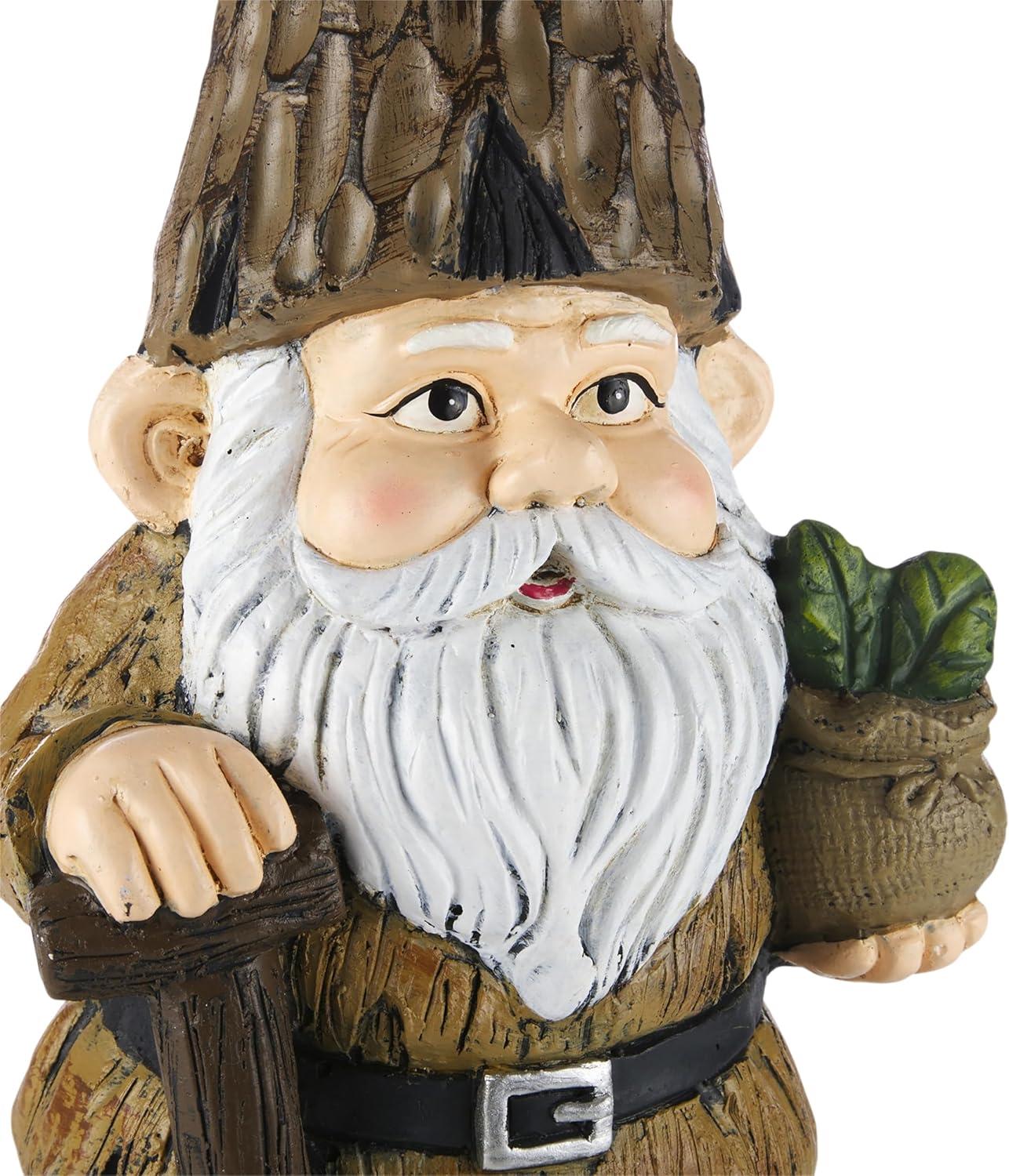 Alpine Corporation 7" x 6" x 16" Polystone Gnome with Shovel Garden Statue, Brown