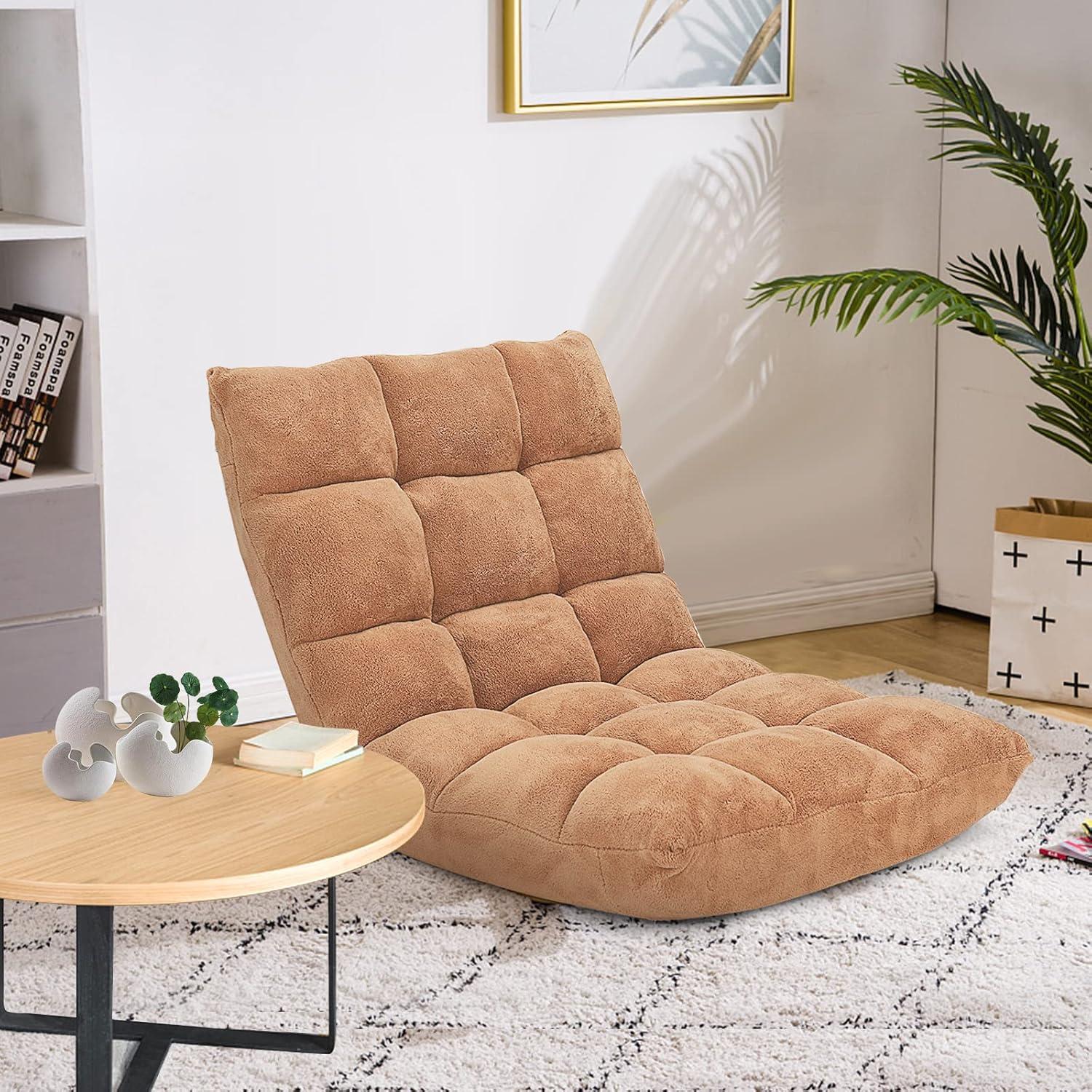 JYHOME Floor Chair  14-Position Adjustable Floor Chair with Back Support  Folding Padded Gaming Sofa Chair for Reading  Gaming  Meditation  Living Room Lazy Lounge Chair  Floor Video Gami
