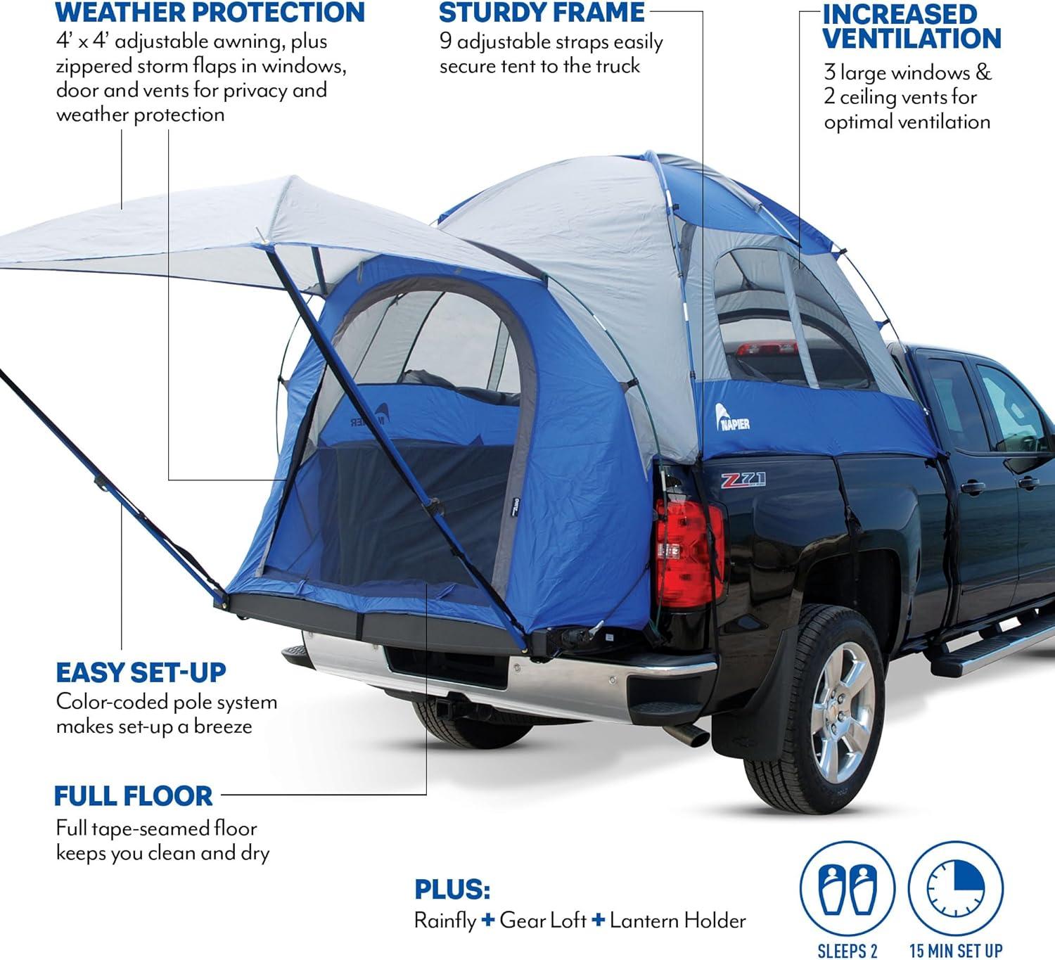 Napier Outdoors Sportz #57022 2 Person Truck Tent,Full Size Regular Bed, 6 - 6.5 ft.