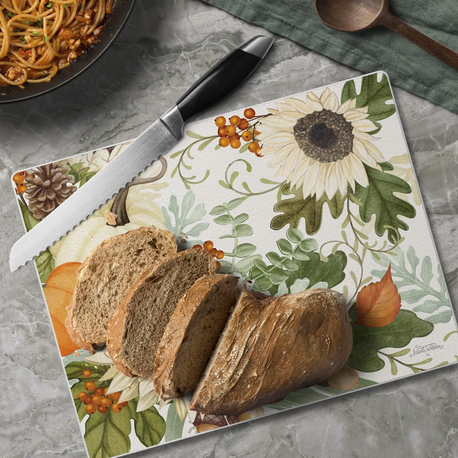 CounterArt Farmhouse Fall Tempered Glass Cutting Board