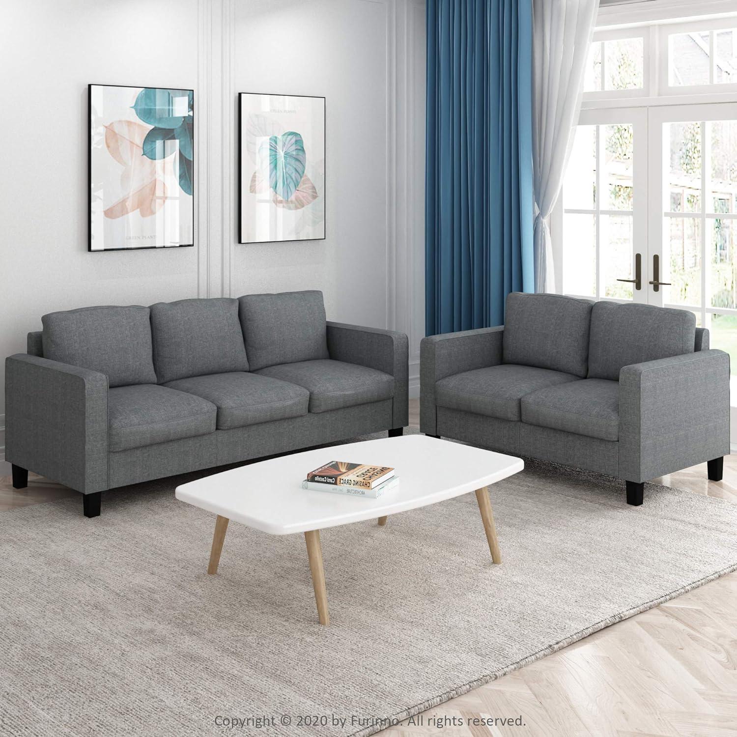 Furinno Bayonne Modern Upholstered Loveseat, Gunmetal