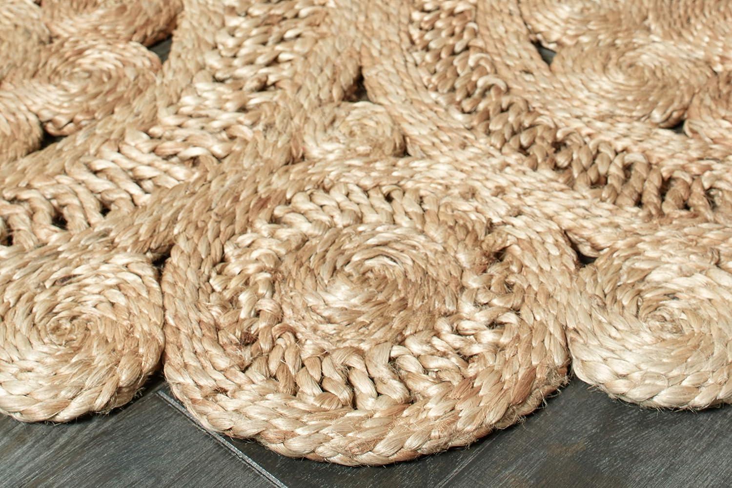 Desert Fields Natural Contemporary Braided Organic Jute Indoor Round Area Rug