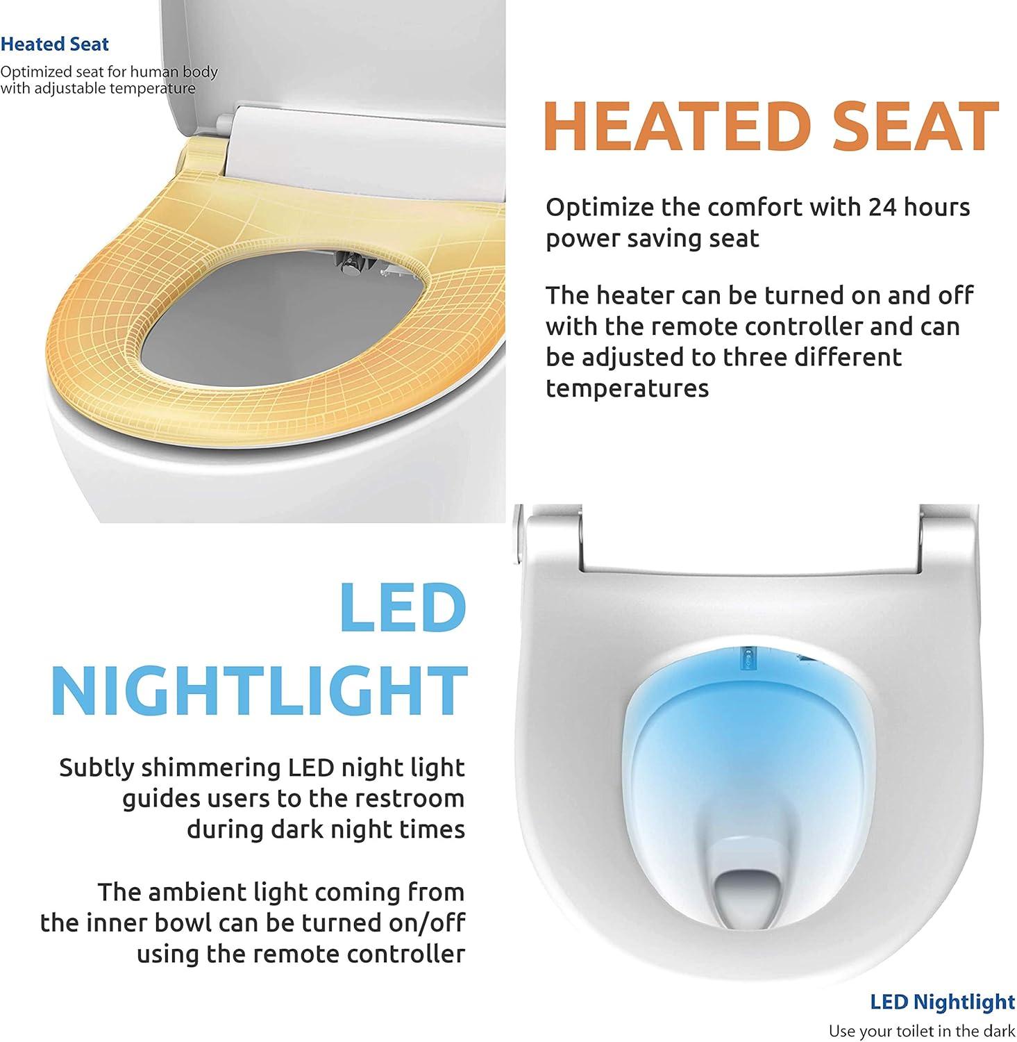 VOVO STYLEMENT VB-6100SR Electronic Bidet, Round, UV LED Sterilization, Heated Seat, Warm Dry and Water, Self Cleaning Full Stainless Nozzle, Made in Korea - White