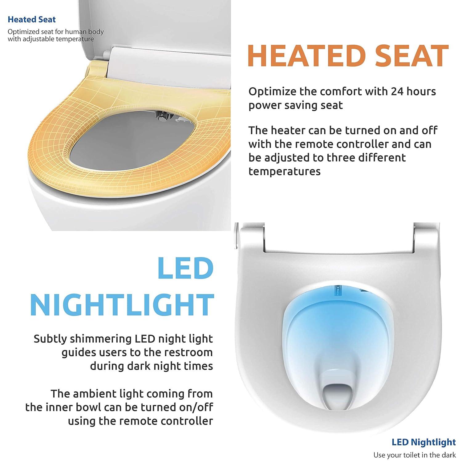 VOVO STYLEMENT VB-6100SR Electronic Bidet, Round, UV LED Sterilization, Heated Seat, Warm Dry and Water, Self Cleaning Full Stainless Nozzle, Made in Korea - White