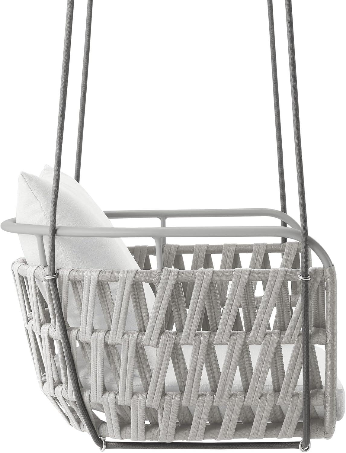 Modway Kaliah Outdoor Patio Aluminum Swing Chair in Light Gray White