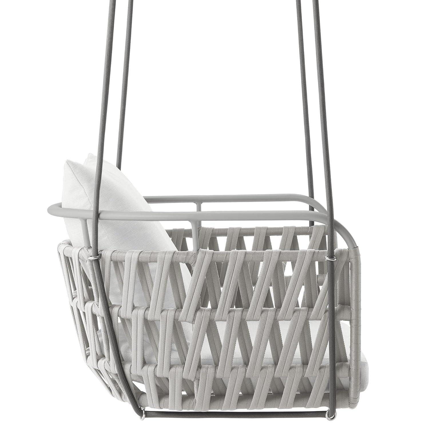 Modway Kaliah Outdoor Patio Aluminum Swing Chair in Light Gray White