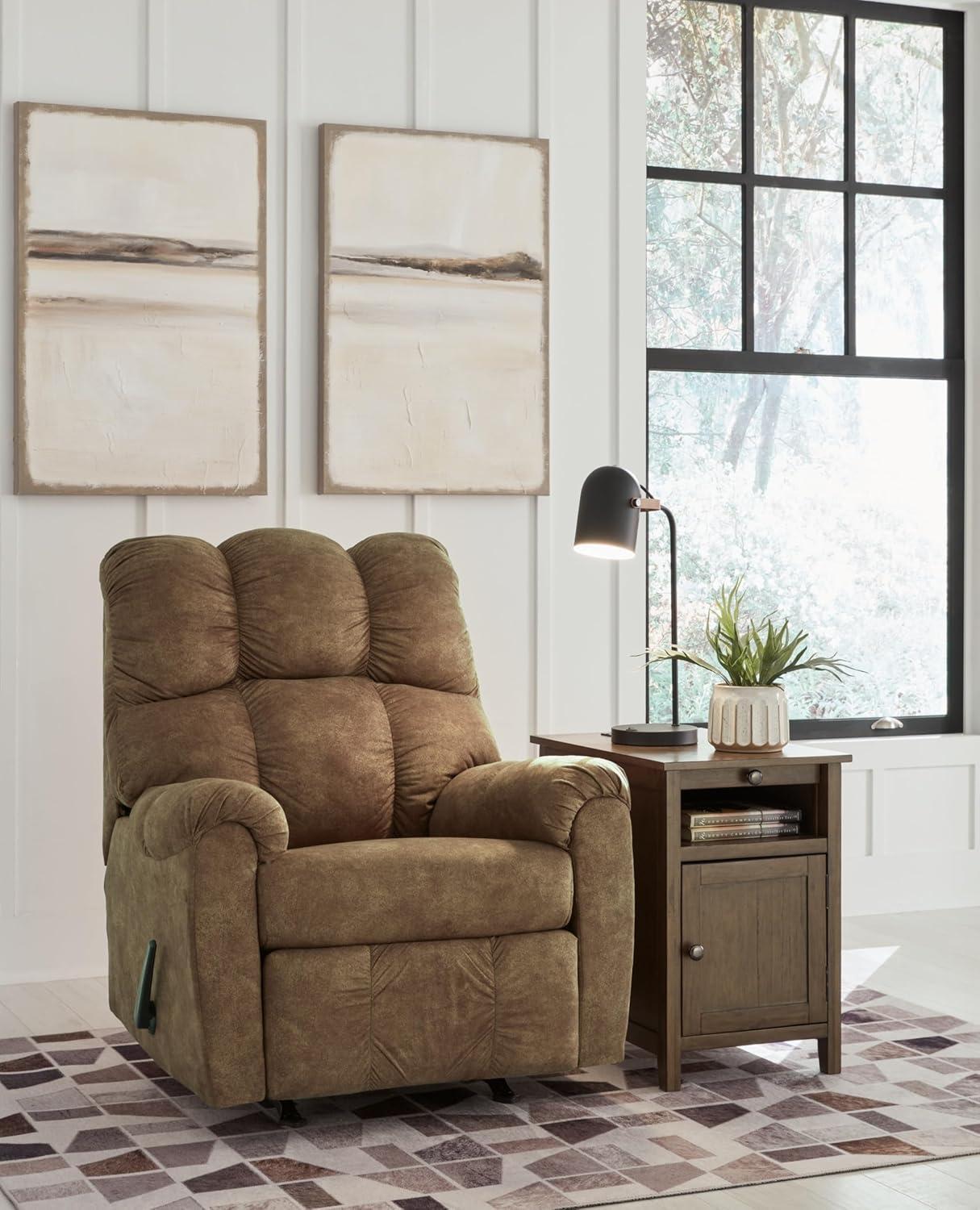 Brindle Brown Faux Leather Contemporary Recliner