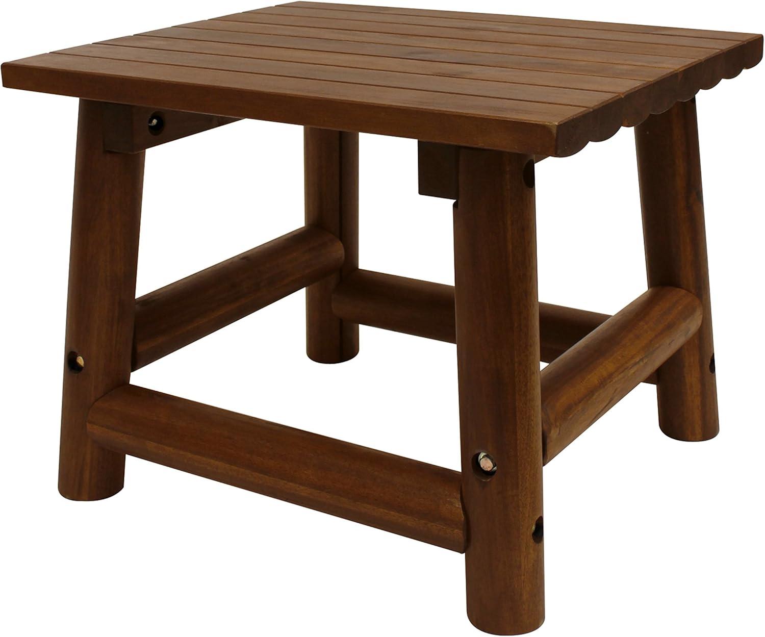 Leigh Country Amber Log Perch Handcrafted Hardwood Acacia Small Rectangular Accent Side End Table for Outdoor, Patio, and Garden, Brown