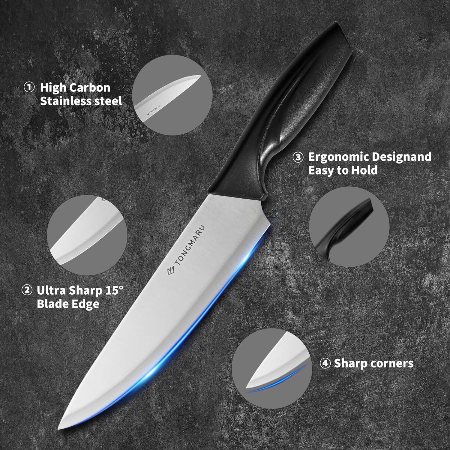 Zulay Kitchen Zulay Kitchen Premium 15-Piece Knife Set with Natural Wood Block and Built-in Sharpener