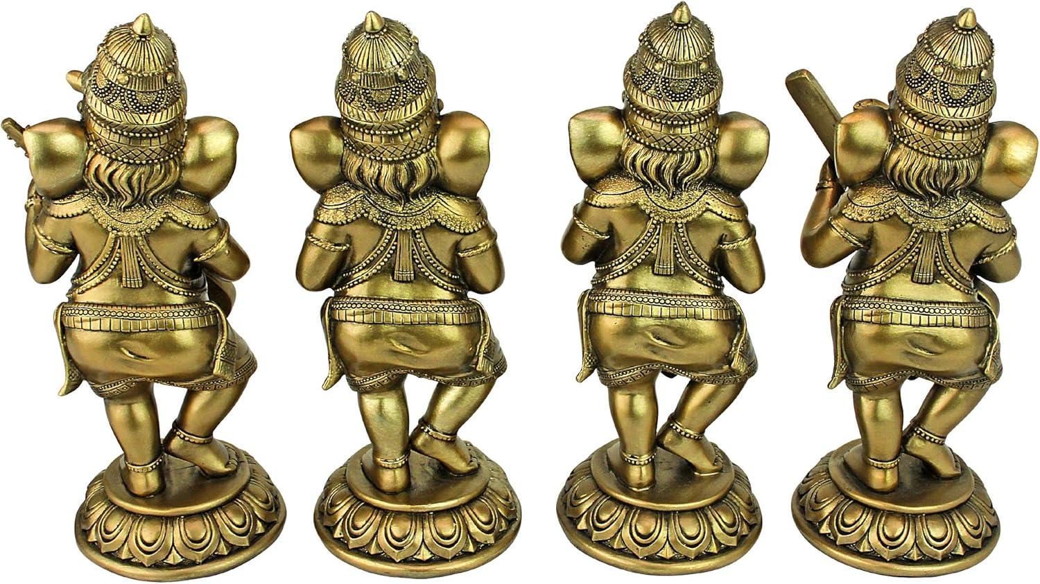 Design Toscano Hindu Gods Lord Ganesha Musical Elephant 4 Piece Figurine Set