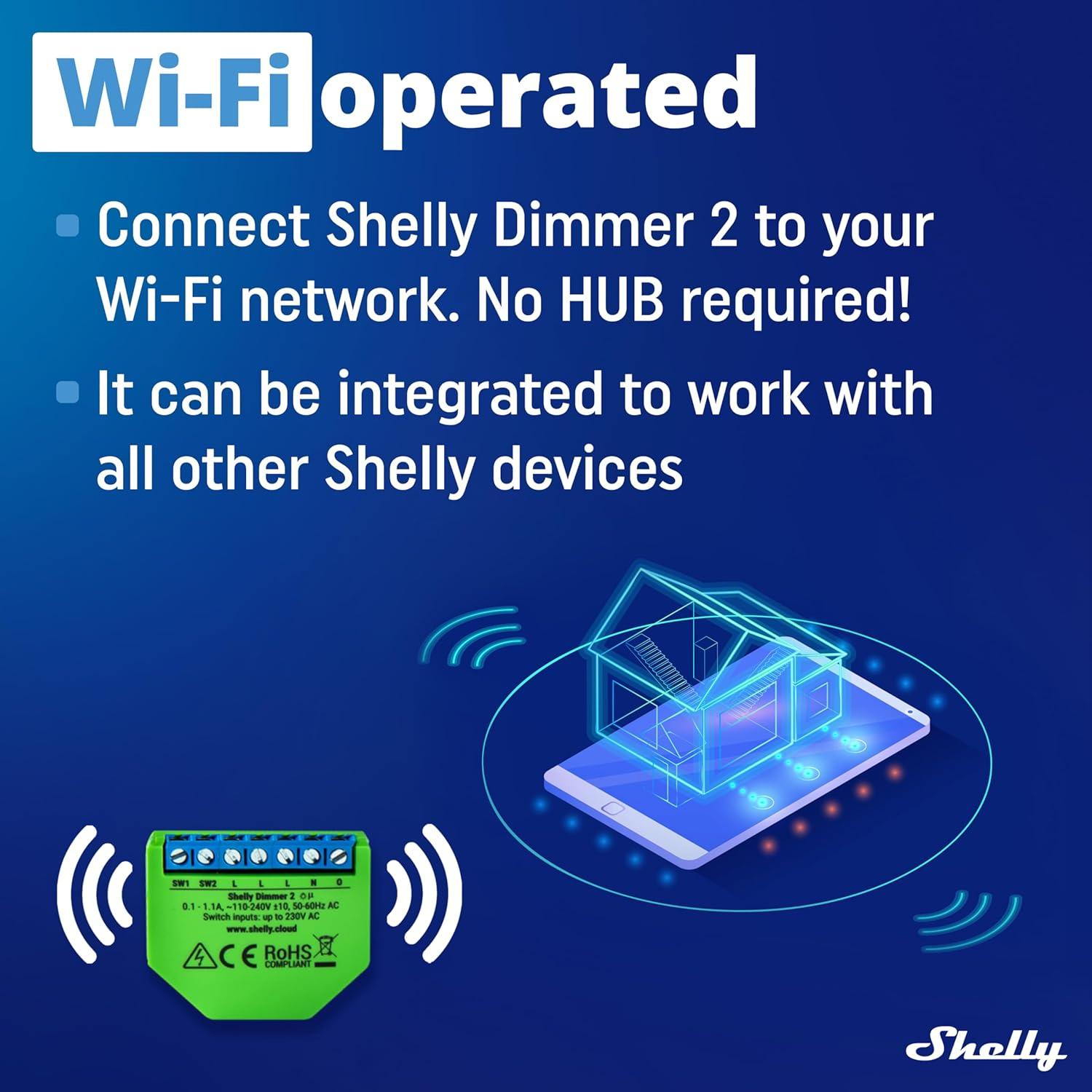 Shelly Dimmer 2 WiFi Smart Dimmer Switch with Power Monitoring