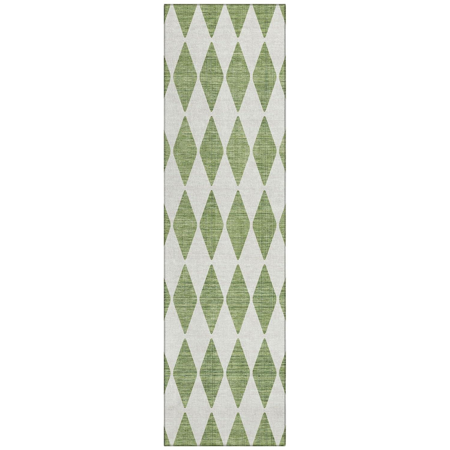 Addison Rugs Chantille Indoor/Outdoor Transitional Diamonds Green Washable Runner Rug, 2'3" x 7'6"