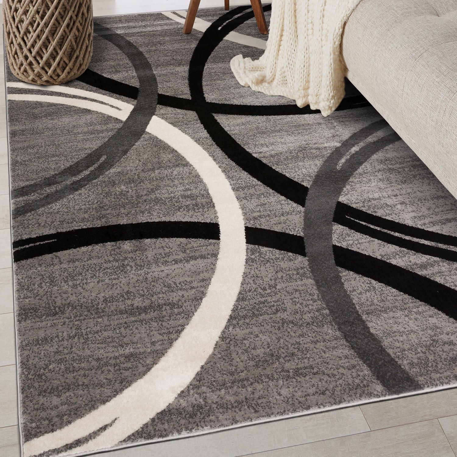 World Rug Gallery Contemporary Abstract Circles Design Area Rug