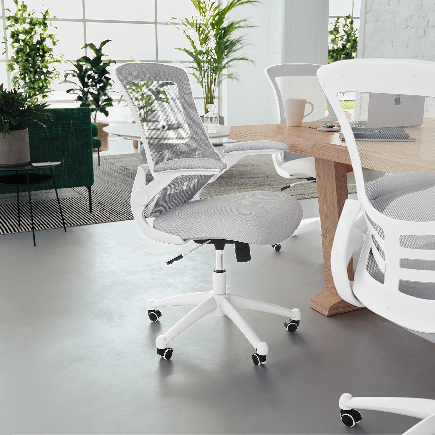 Jayetta Mid-Back Mesh Swivel Ergonomic Office Chair with Flip-Up Arms by Flash Furniture