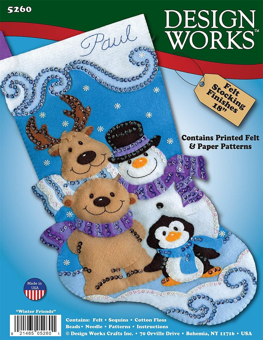 Design Works Felt Stocking Applique Kit 18" Long-Winter Friends