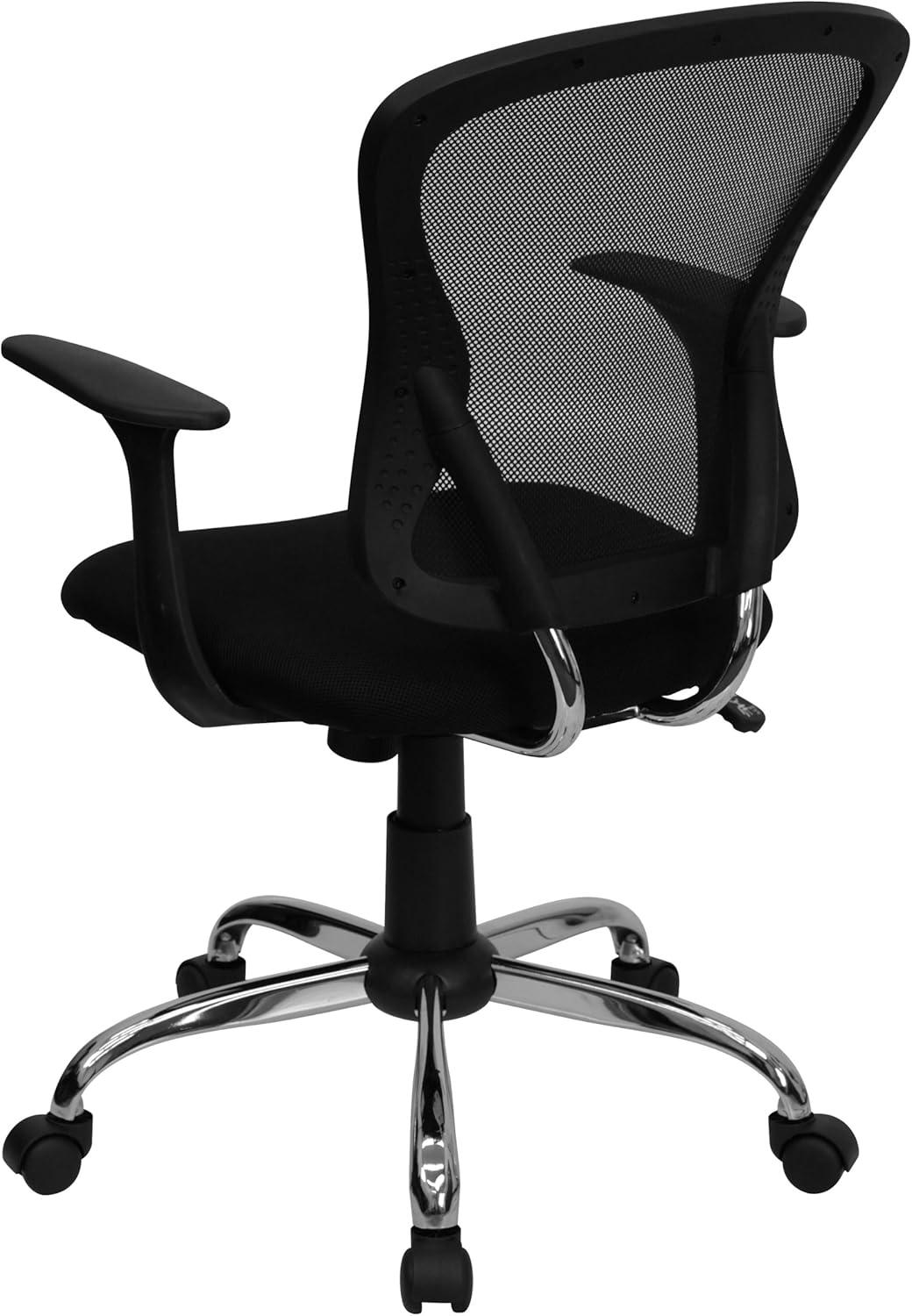 Flash Furniture Mid-Back Black Mesh Swivel Task Office Chair with Chrome Base and Arms