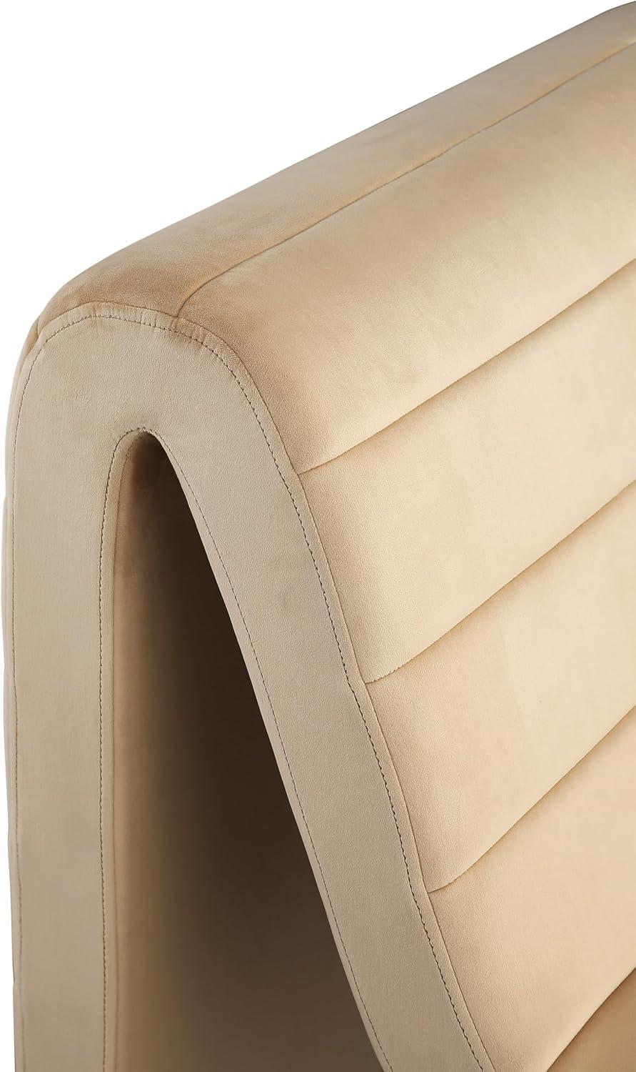 Meridian Furniture 403Camel Ivy Collection Modern | Contemporary Velvet Upholstered Accent Chair with Rich Camel Velvet, Channel Tufted Design, Curved Shape, 26.4" W x 37.4" D x 31.1" H, Camel