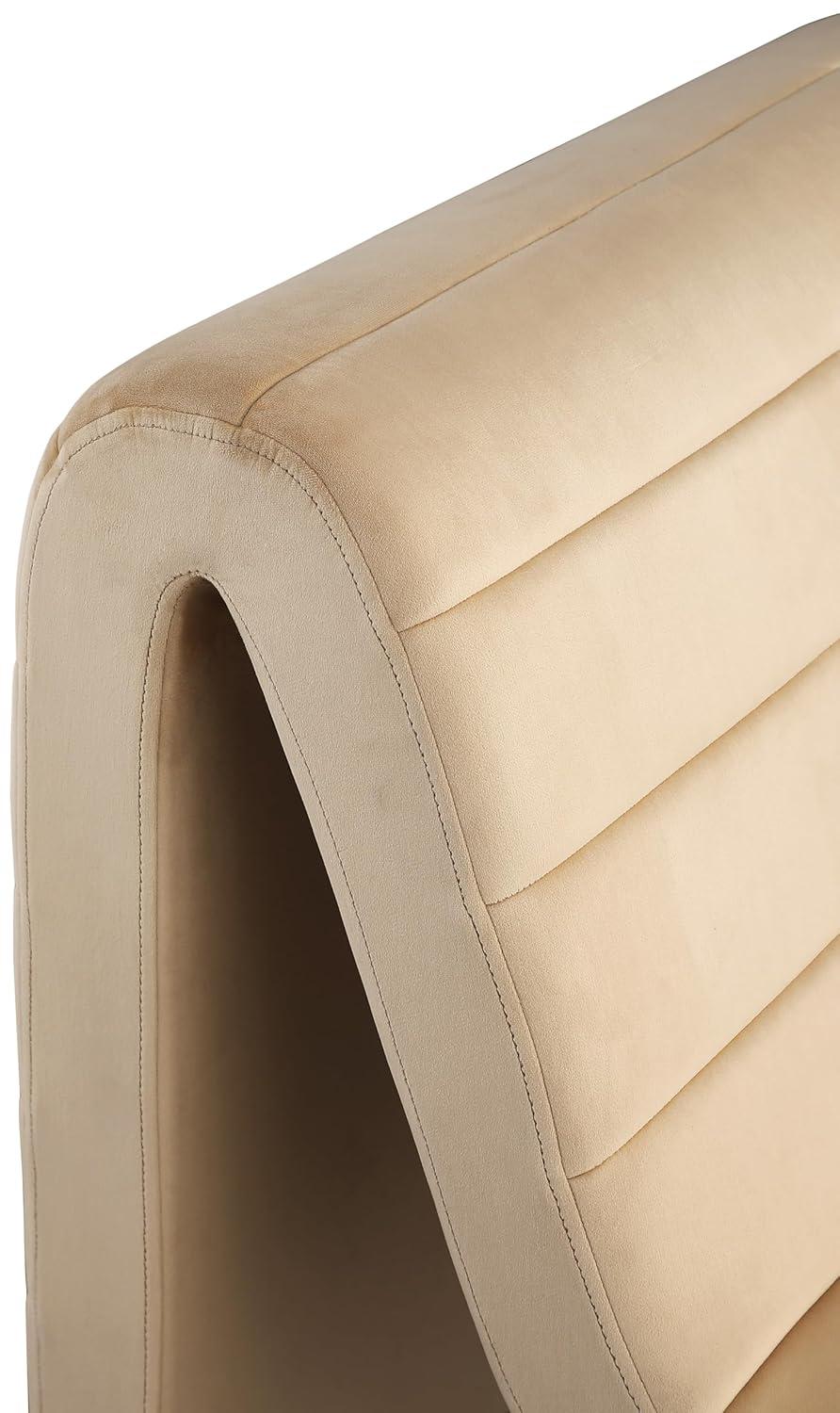 Meridian Furniture 403Camel Ivy Collection Modern | Contemporary Velvet Upholstered Accent Chair with Rich Camel Velvet, Channel Tufted Design, Curved Shape, 26.4" W x 37.4" D x 31.1" H, Camel