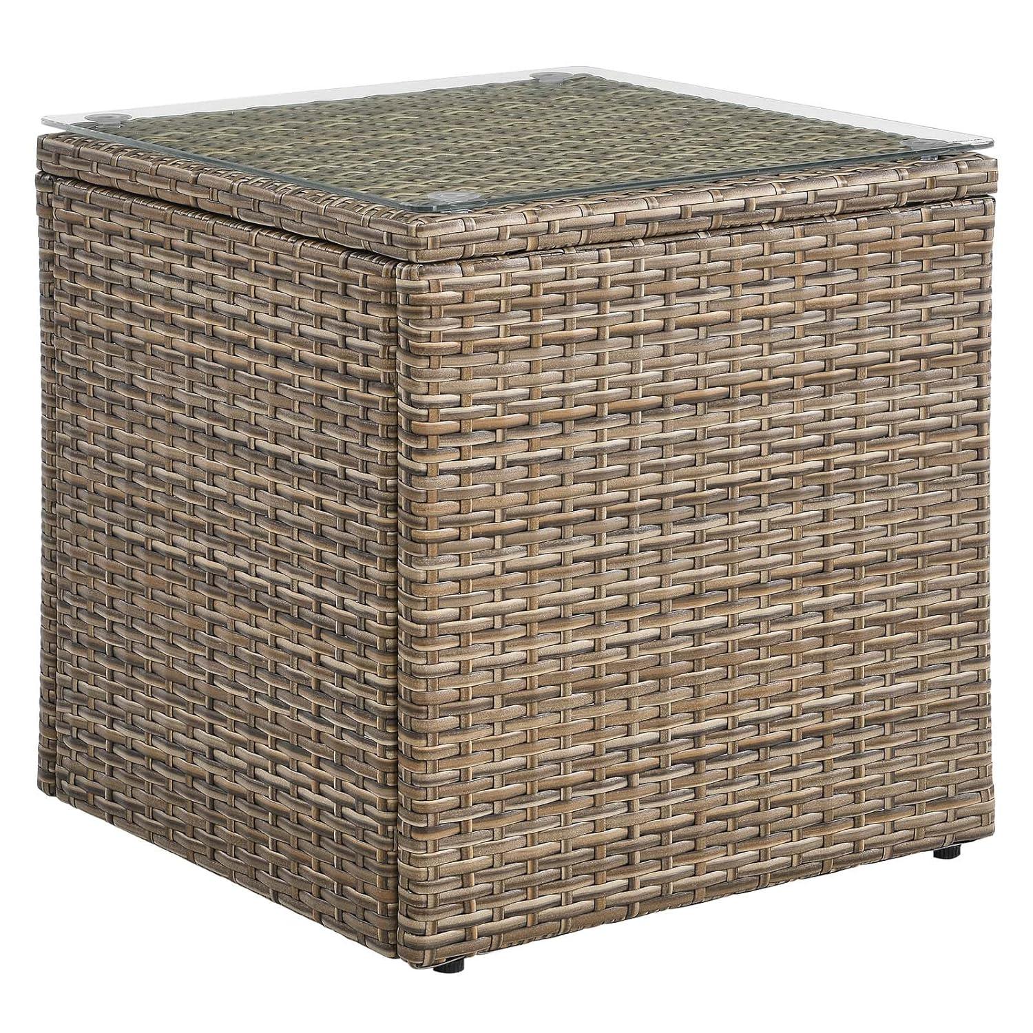 Convene 17.5" Brown Synthetic Rattan Outdoor Side Table