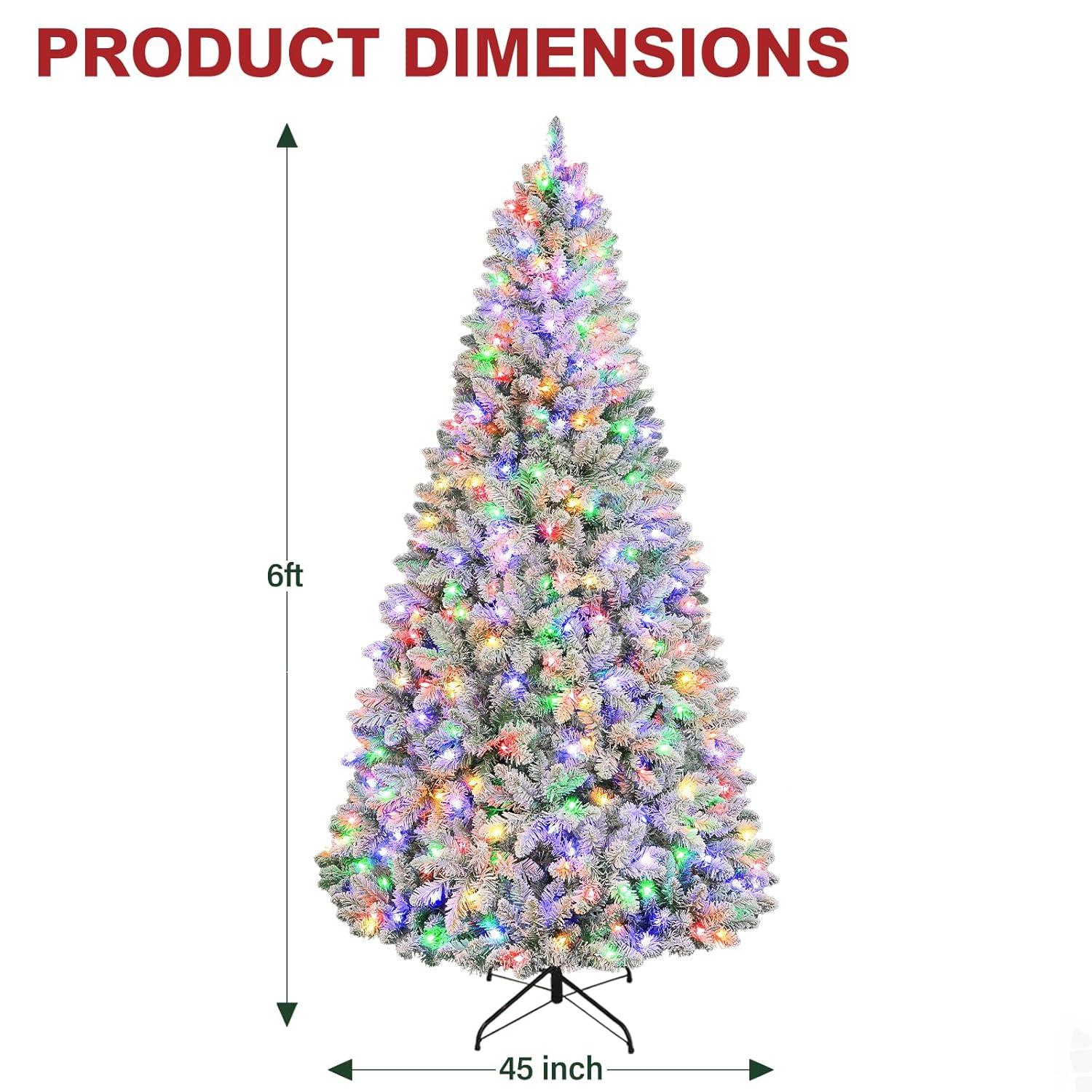 Home Accents Holiday 6.5 Ft. Pre-Lit LED Festive Pine Flocked Artificial Christmas Tree