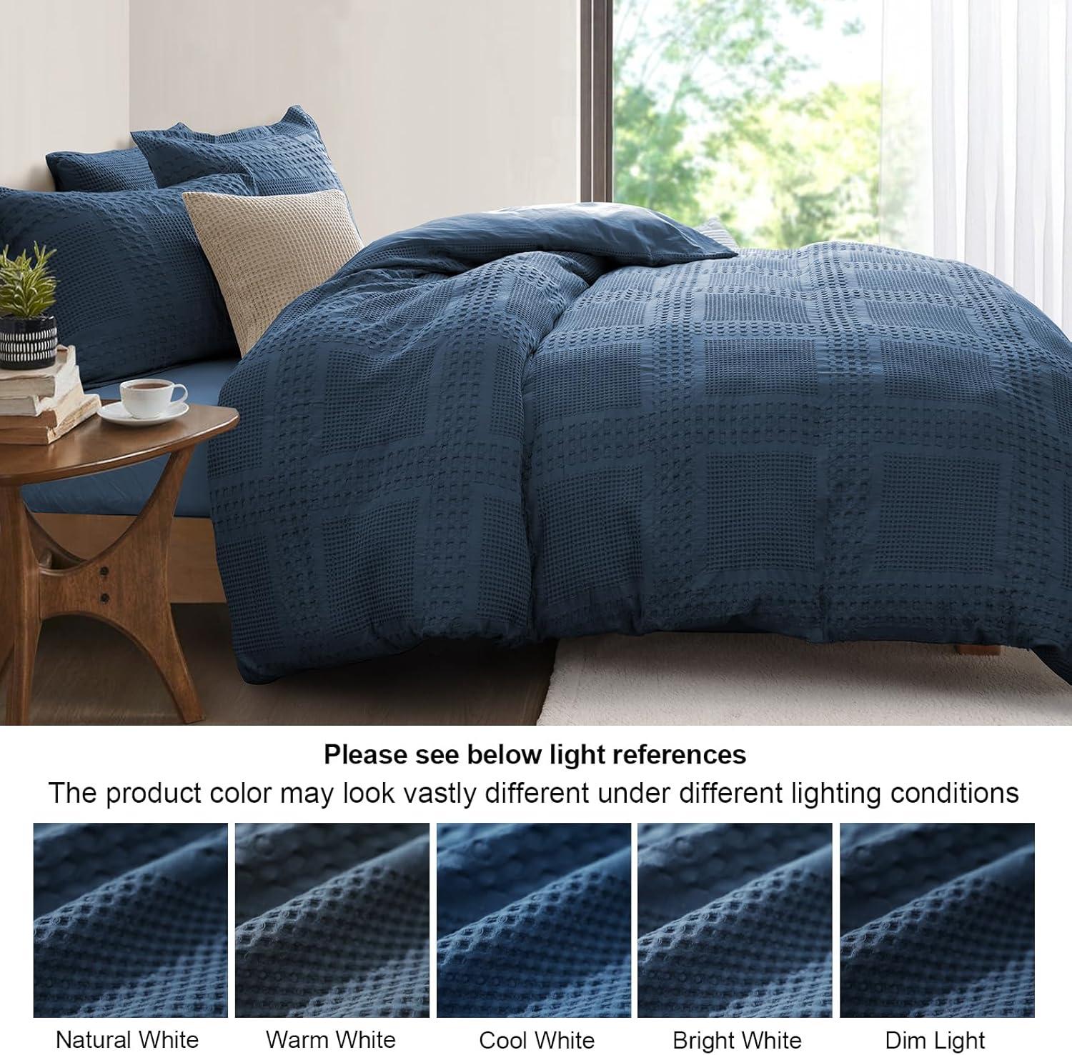 Brielle Home Pierce Waffle 100% Cotton 3 Piece Comforter Set