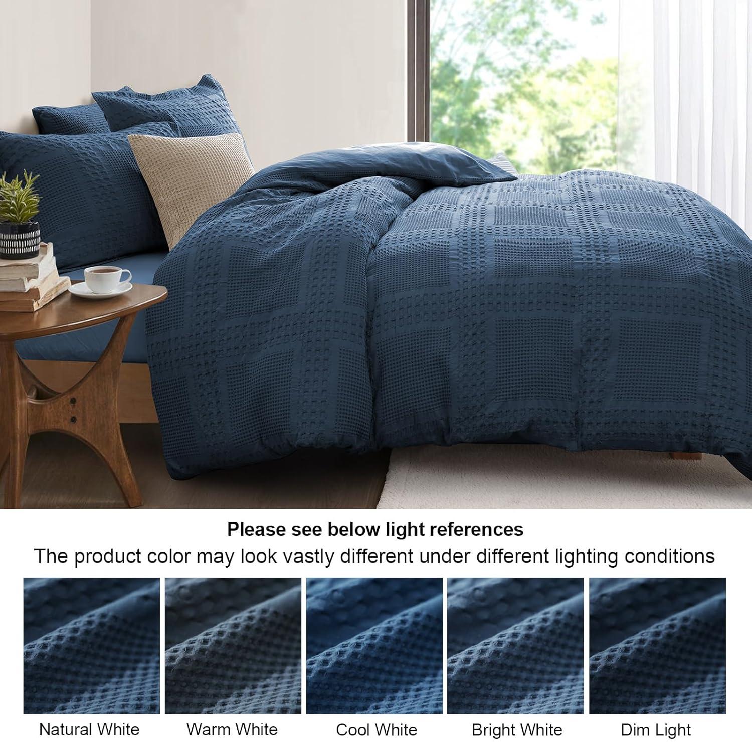 Brielle Home Pierce Waffle 100% Cotton 3 Piece Comforter Set