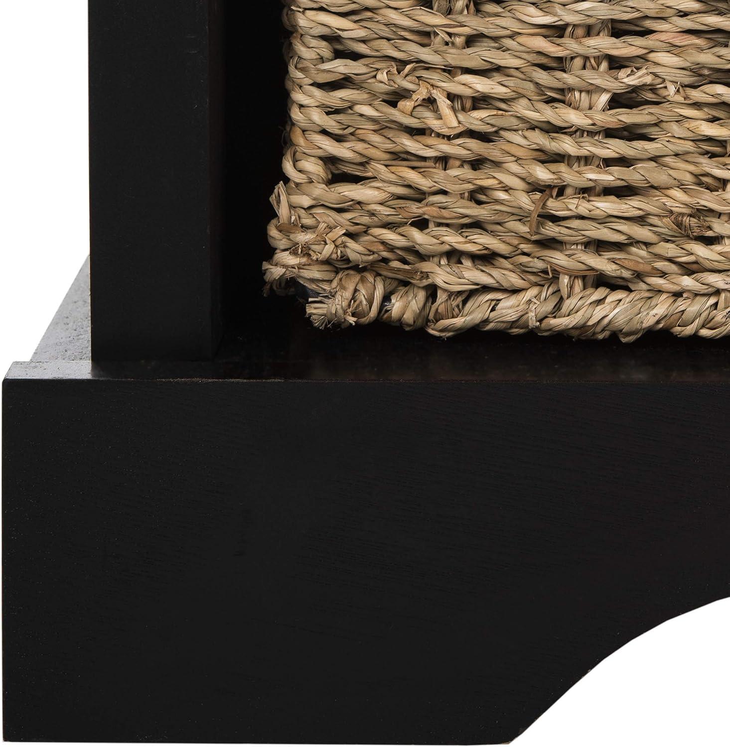 Lonan  Wicker Storage Bench - Black - Safavieh