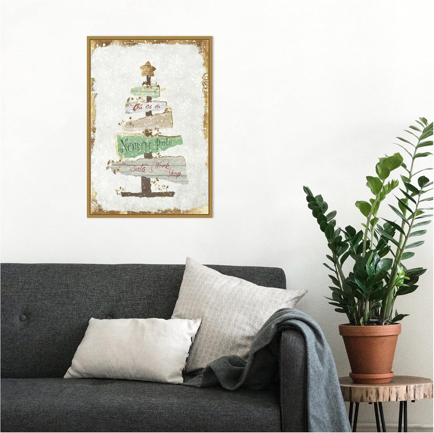 Golden Christmas Tree Canvas Print with Motivational Quote