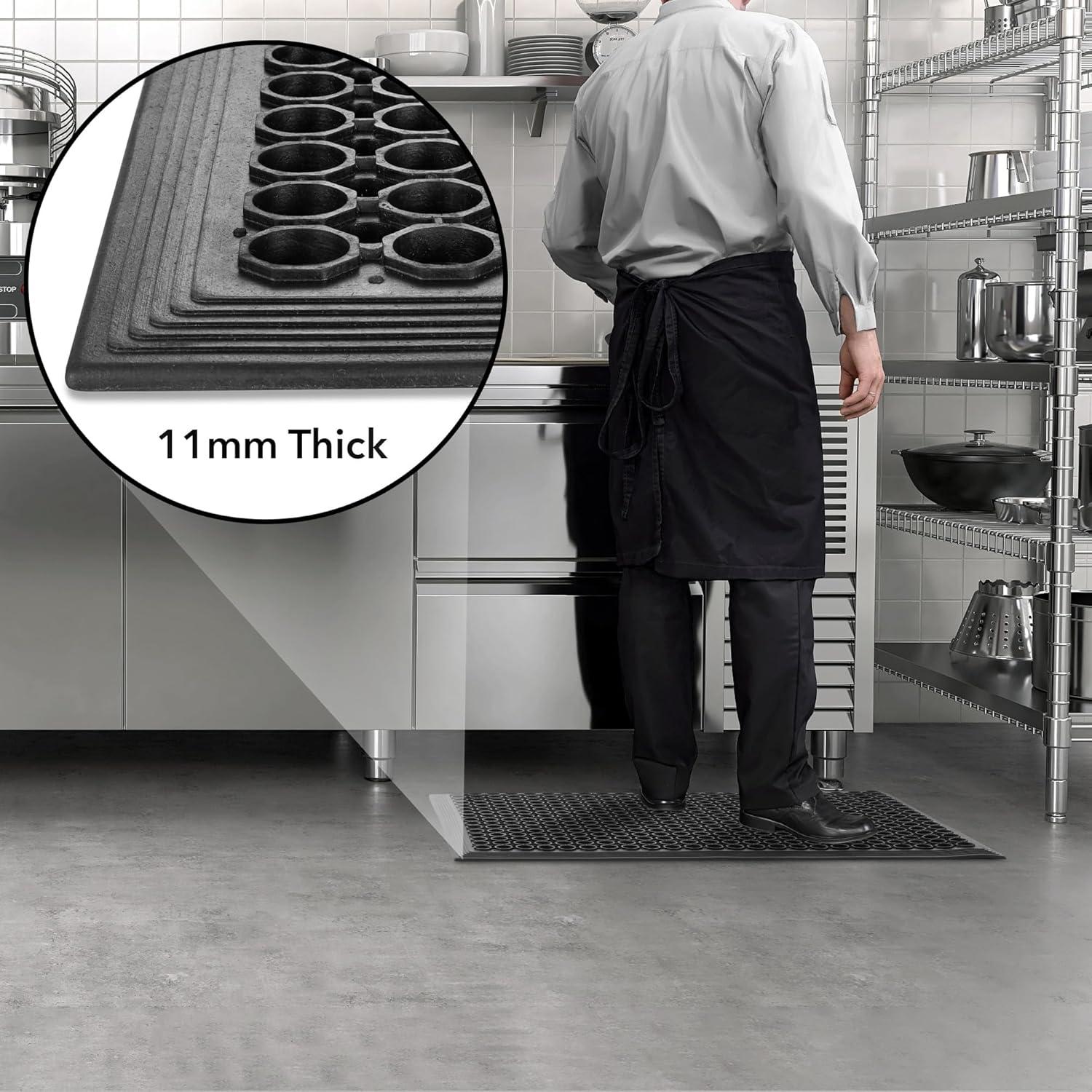 GRIDMANN Anti-Fatigue Restaurant Floor Mat, Non-Slip Rubber Drainage Mat