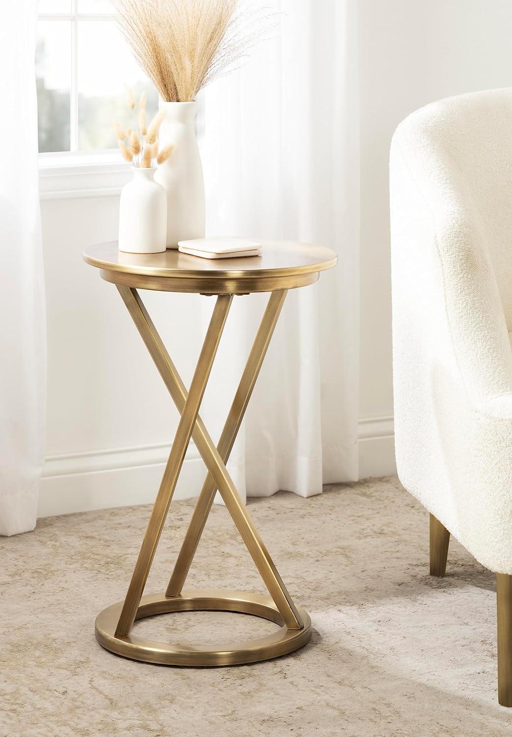 Kate and Laurel Aja Round Metal Side Table, 15x15x23, Gold