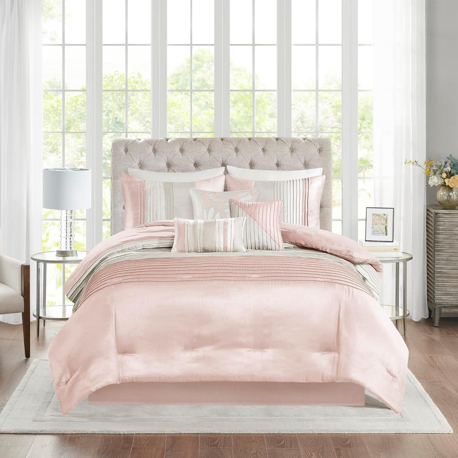 Madison Park Amherst 7 Piece Striped and Pleated Comforter Set & Reviews | Wayfair