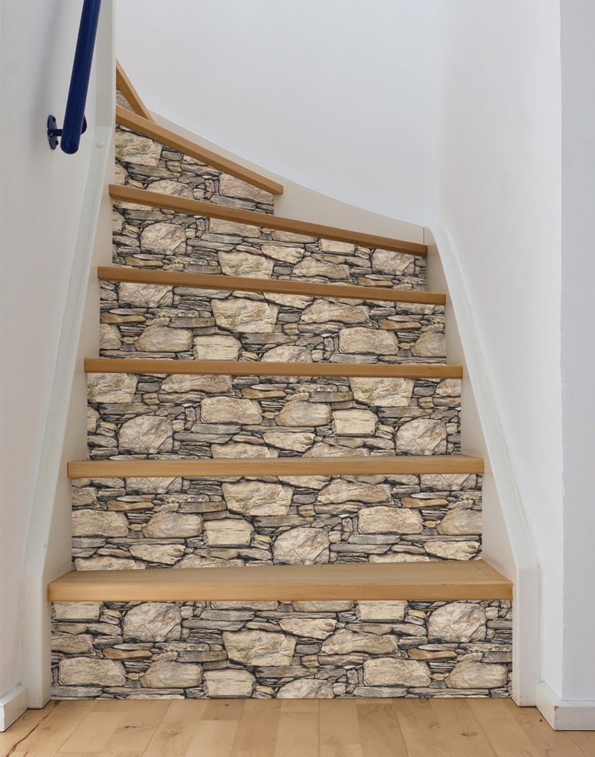 NuWallpaper Hadrian Stone Wall Vinyl Peel And Stick Wallpaper, 216-in by 20.5-in, 30.75 sq. ft.