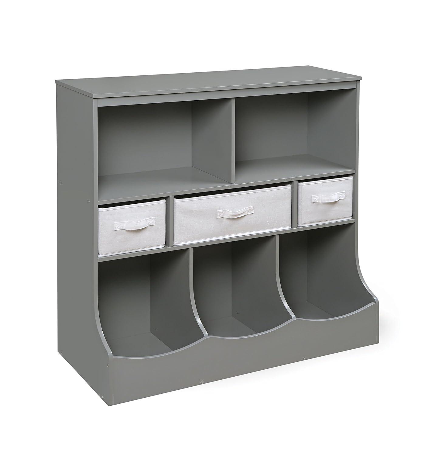 Badger Basket Combo Bin Storage Unit with Three Baskets - Gray