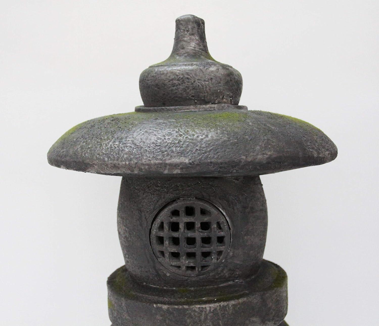 Grey Stone Pagoda Lantern Garden Statue with Magnetic Door