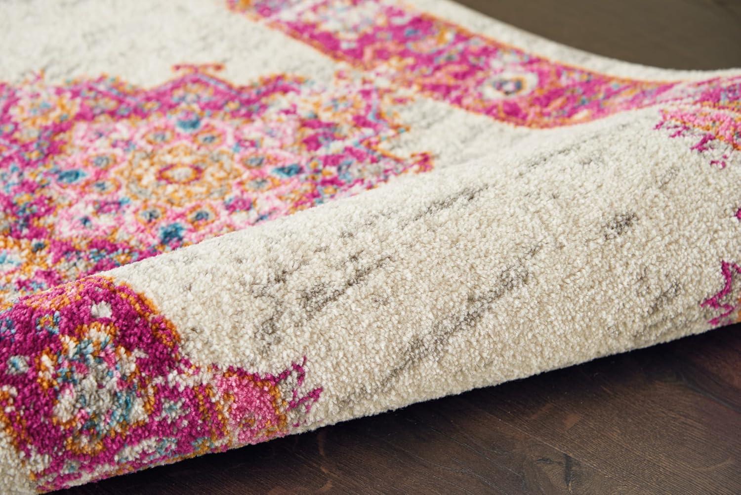 Nourison Passion Medallion Bohemian Indoor Rug Ivory/Fuchsia 9' x 12'