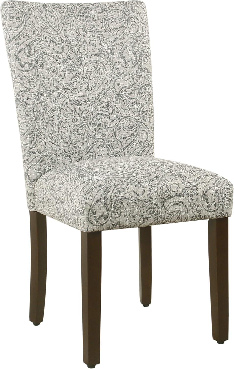 Floral Gray Linen Upholstered Parsons Side Chair Set