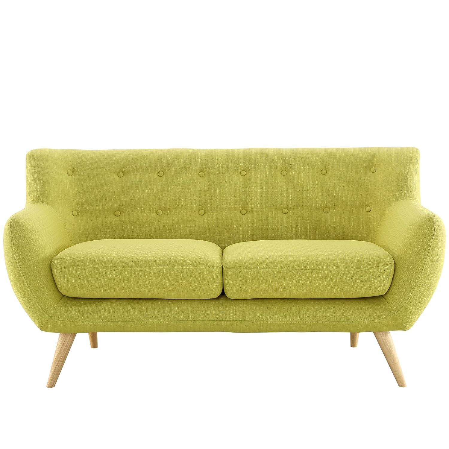 Modway Remark Modern Upholstered Fabric Loveseat in Wheatgrass Green