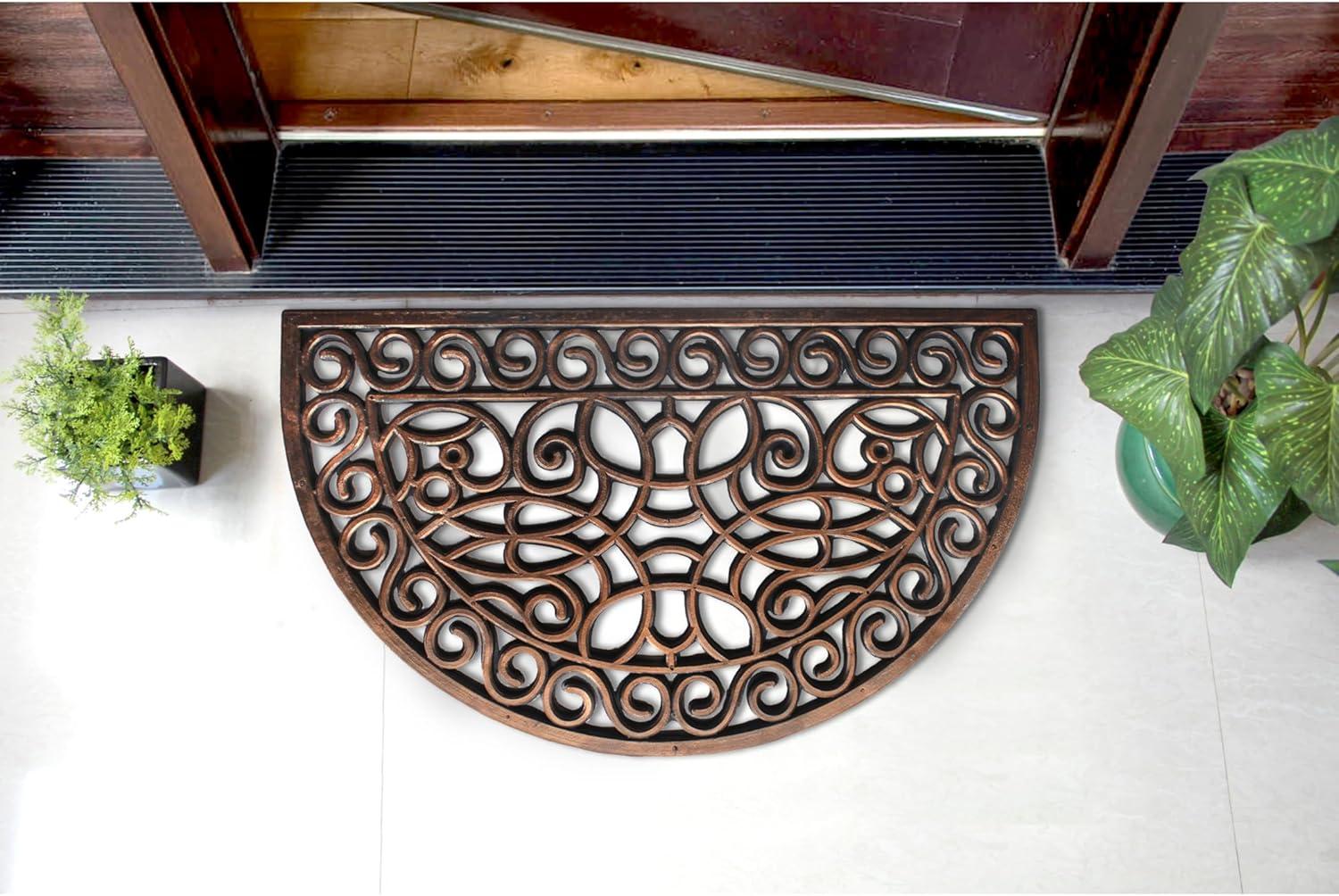 RugSmith Bronze Moulded Trellis Half-round Rubber Doormat Doormat