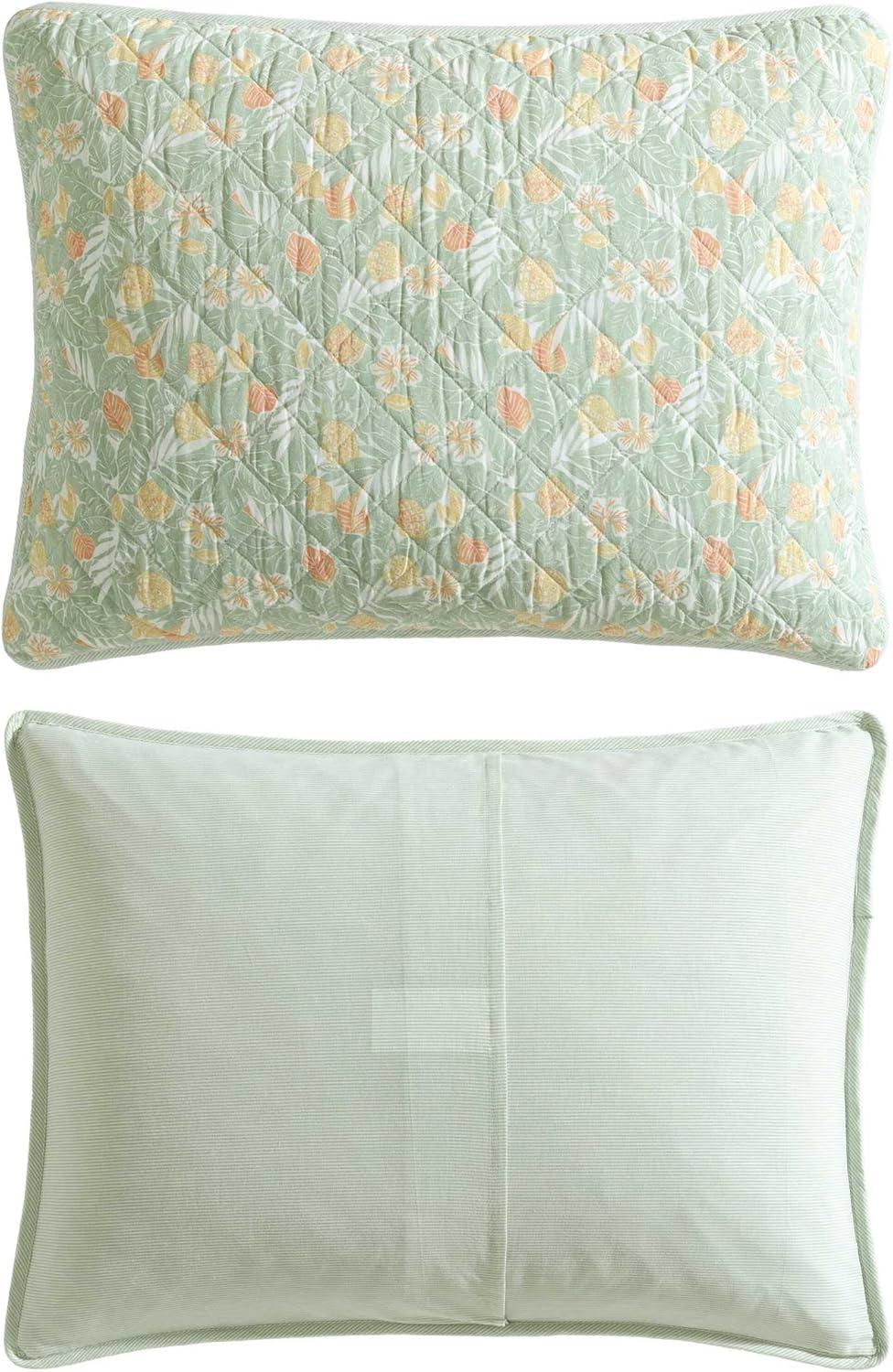 Tommy Bahama Pineapple Bloom Cotton Reversible Green Quilt Set