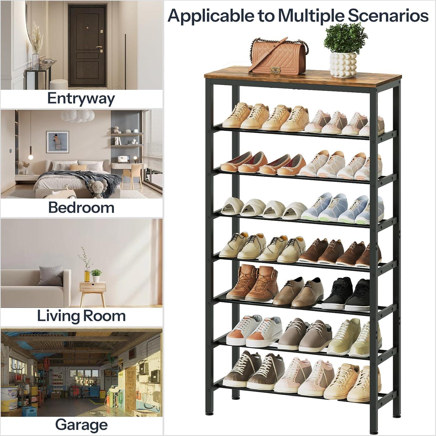 Shoe Rack, 6-Tier Shoe Organizer, for 18-24 Pairs of Shoes, Large Capacity Shoe Storage Shelf, Durable and Stable, for Entryway, Closet, Hallway, Dorm Room, Industrial, Rustic Brown BF67XJ01G1