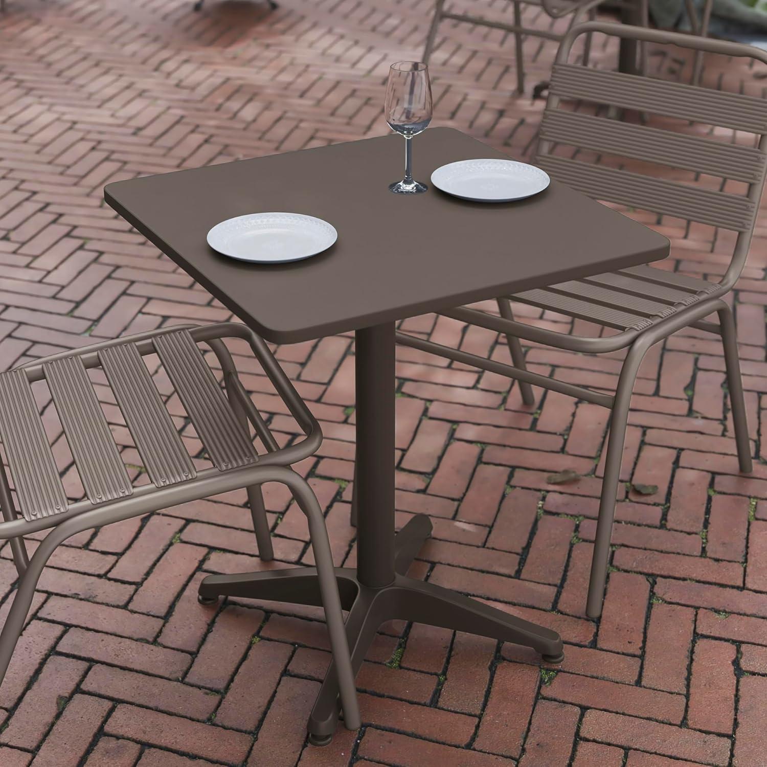 Flash Furniture Mellie 23.5'' Bronze Square Metal Indoor-Outdoor Table with Base