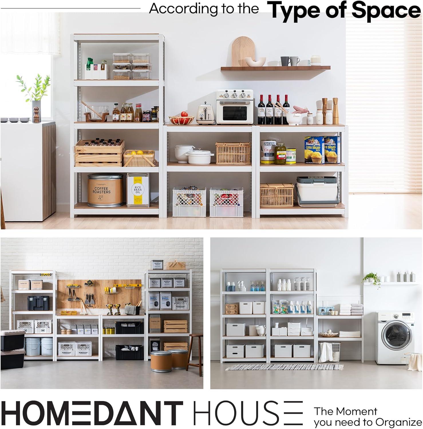 HOMEDANT White Pantry Shelving Units 5-Tier Metal Kitchen Storage Shelves,  36.2"W x 16.5"D x 71.3"H