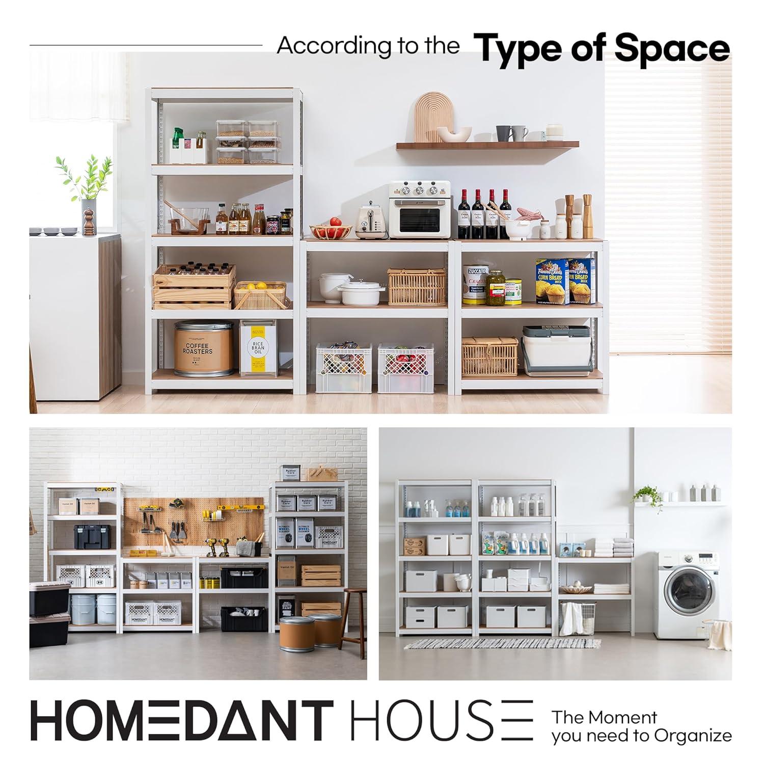 HOMEDANT White Pantry Shelving Units 5-Tier Metal Kitchen Storage Shelves,  36.2"W x 16.5"D x 71.3"H