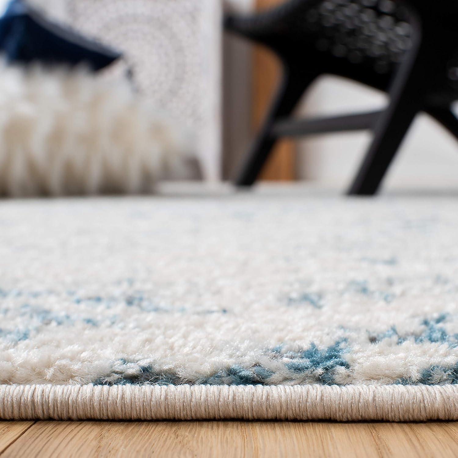 Tulum TUL272 Power Loomed Indoor Area Rug - Ivory/Turquoise - 5'3"x7'6" - Safavieh