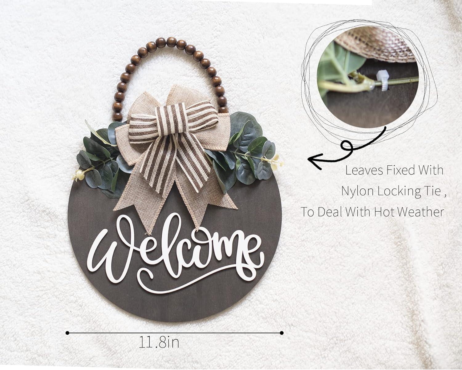 ZIZOCWA Welcome Front Door Sign Welcome Stereo Board Background Wall Decoration Garden Door Hanging Window Wall Hanging Decoration Garland for Farmhouses Khaki