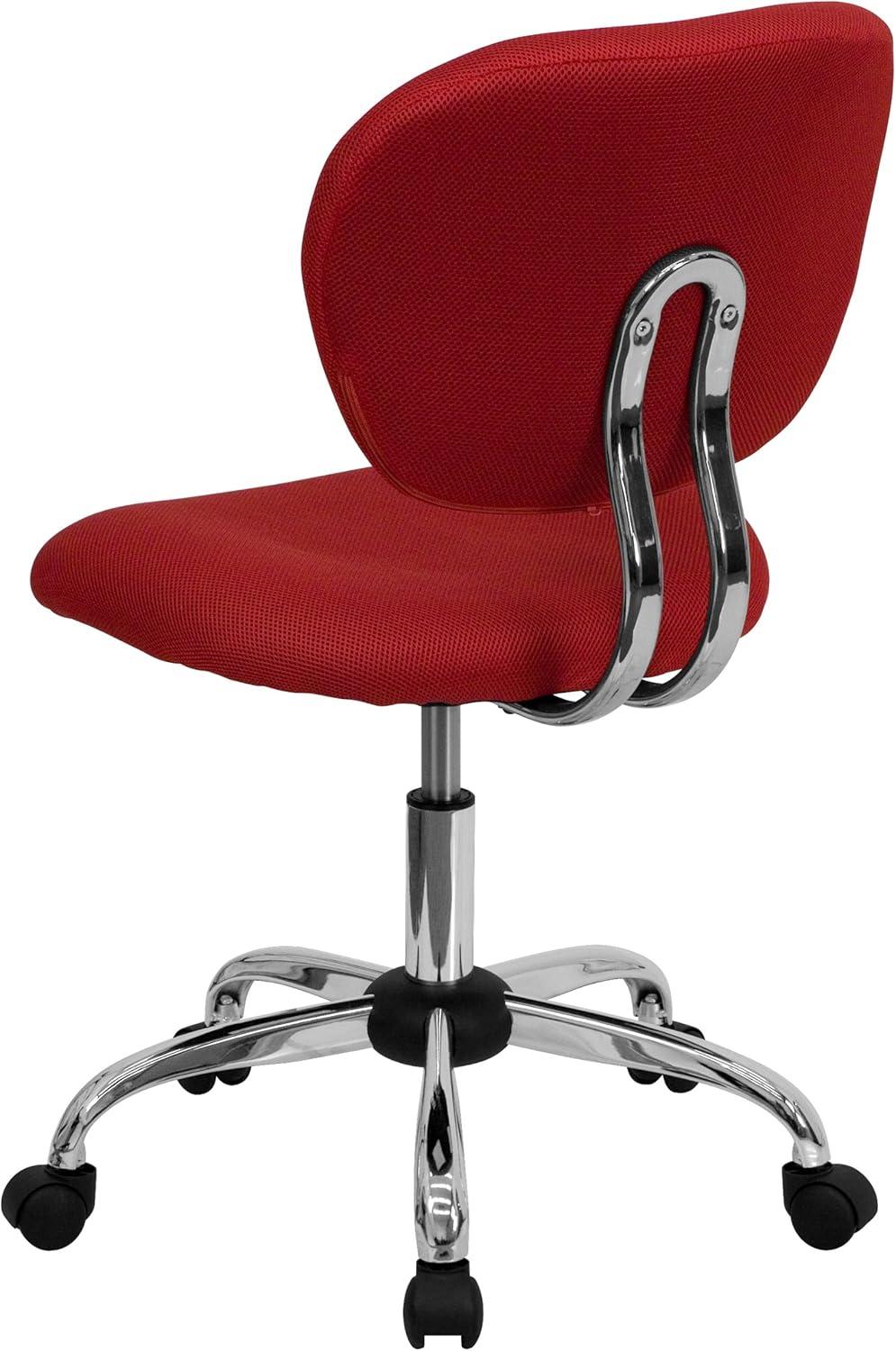 Flash Furniture Mid-Back Red Mesh Padded Swivel Task Office Chair with Chrome Base