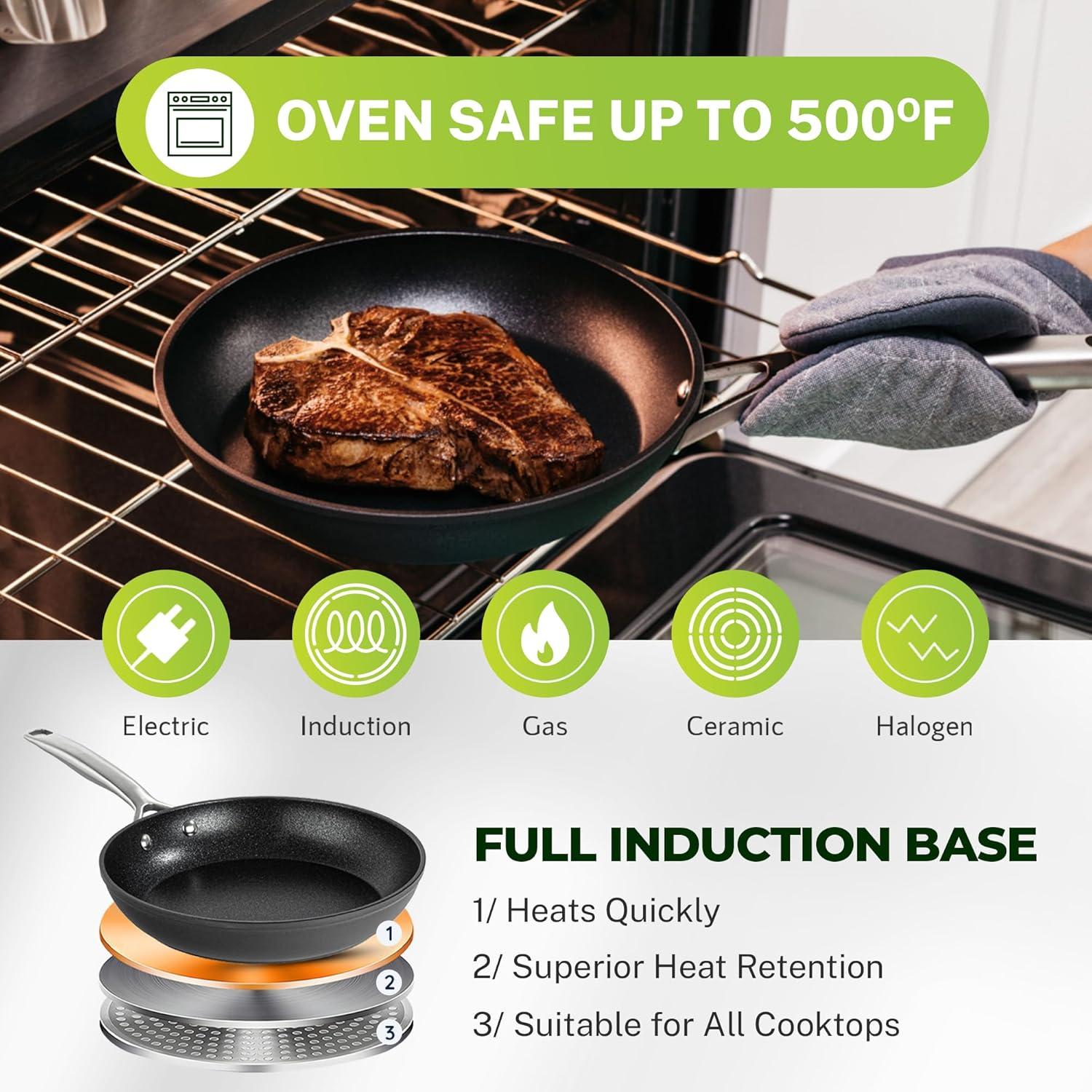 Granitestone Armor Max 12'' Hard Anodized Ultra Durable Nonstick Fry Pan, Oven & Dishwasher Safe