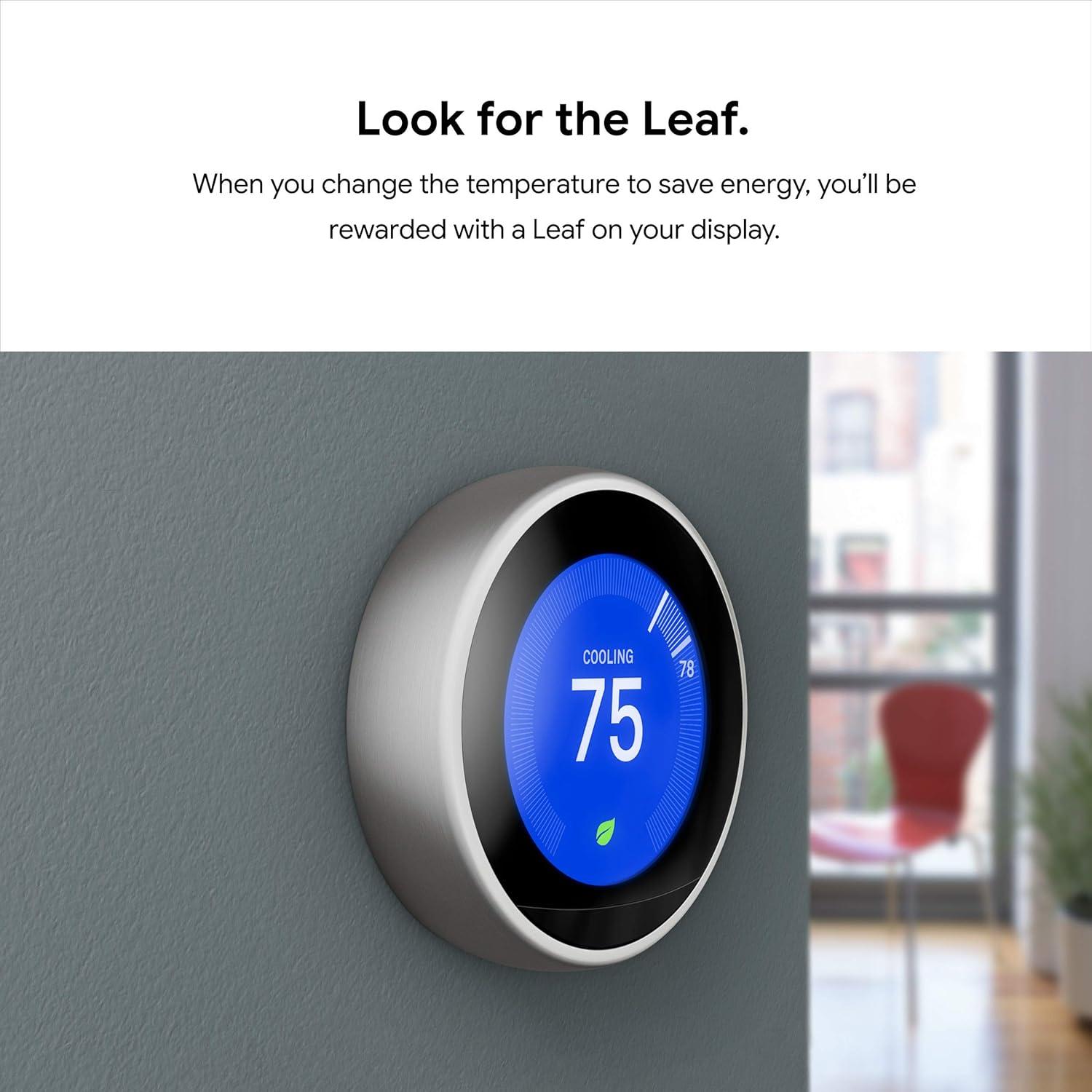 Nest Smart Learning Thermostat - 3rd Generation - Stainless Steel