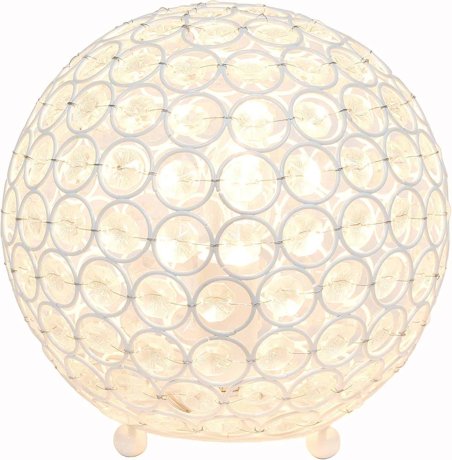 White Crystal Sequin Table Lamp for Kids Nursery